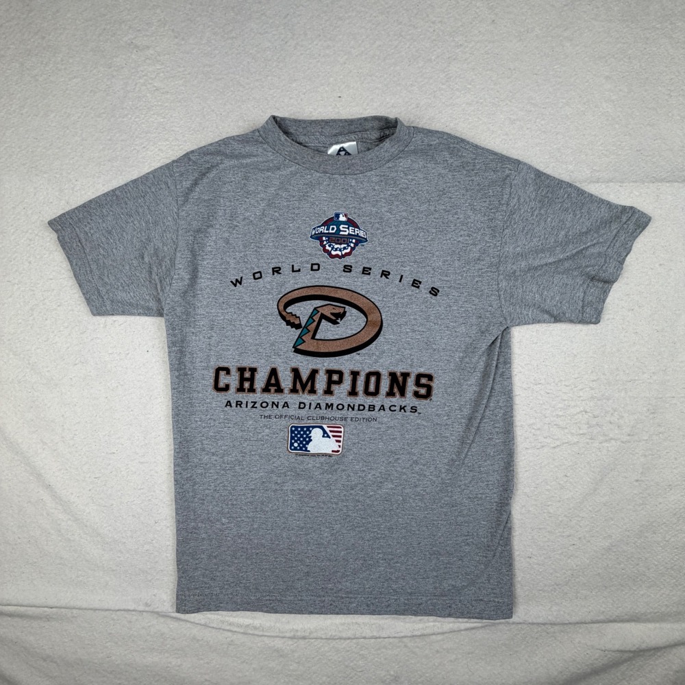 Vintage Arizona Diamondbacks 2001 World Series Champions T-Shirt Gray AAA Medium